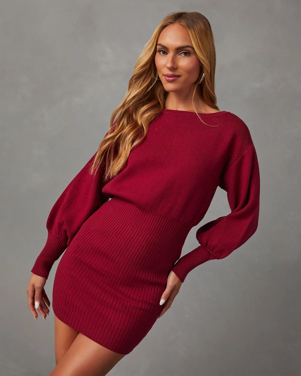 Gellar Ribbed Mini Sweater Dress