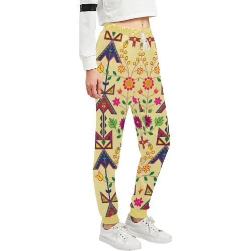 Geometric Floral Spring-Vanilla Women's Sweatpants