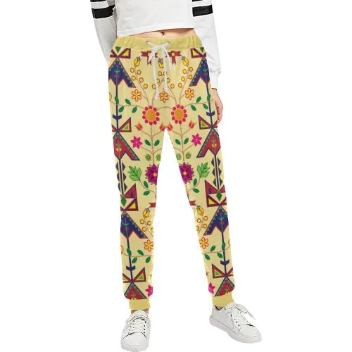 Geometric Floral Spring-Vanilla Women's Sweatpants