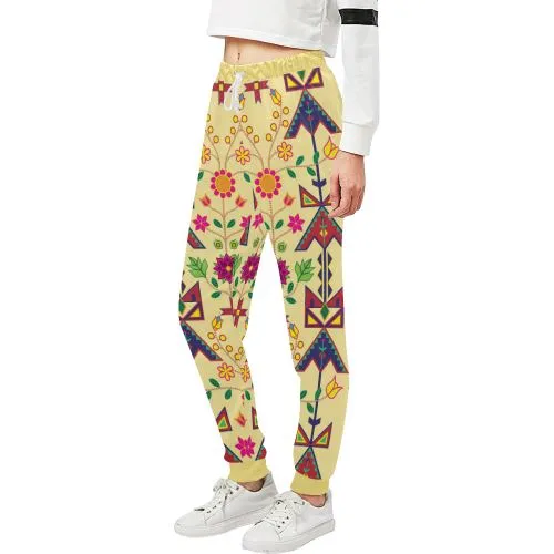 Geometric Floral Spring-Vanilla Women's Sweatpants