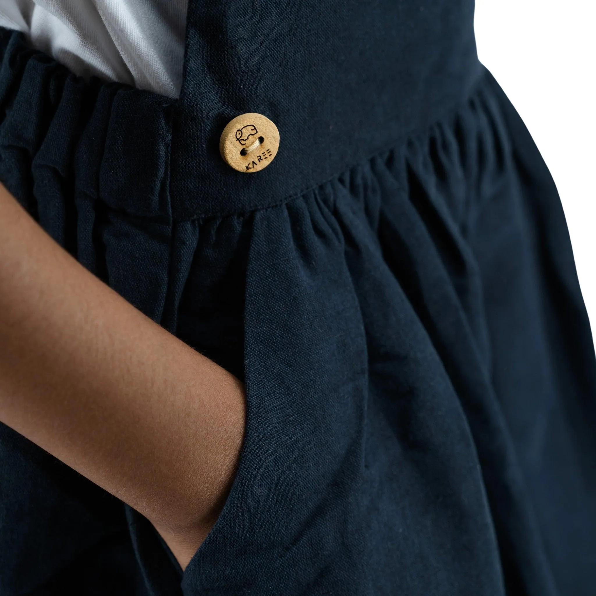 Girls' Elegant Ebony Linen Pinafore