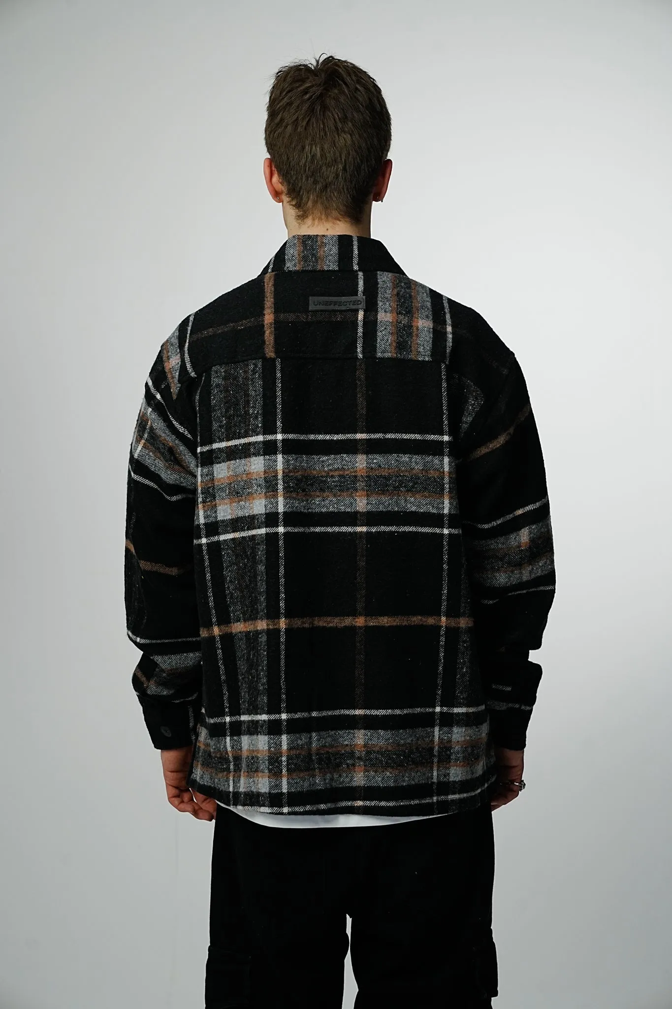 Heavy Oversized Flannel Shirt Black Woodpecker