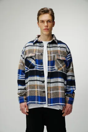 Heavy Oversized Flannel Shirt Royal Blue