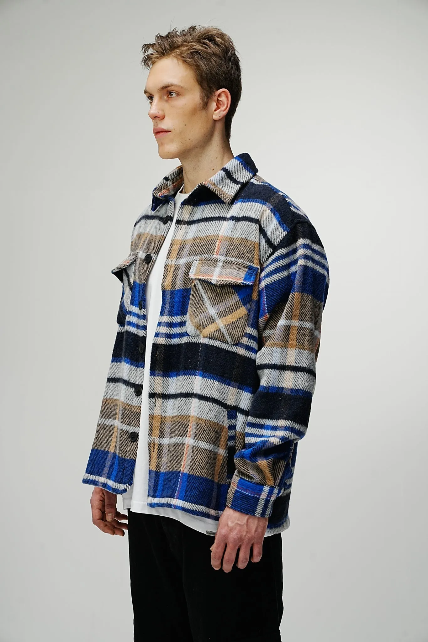 Heavy Oversized Flannel Shirt Royal Blue