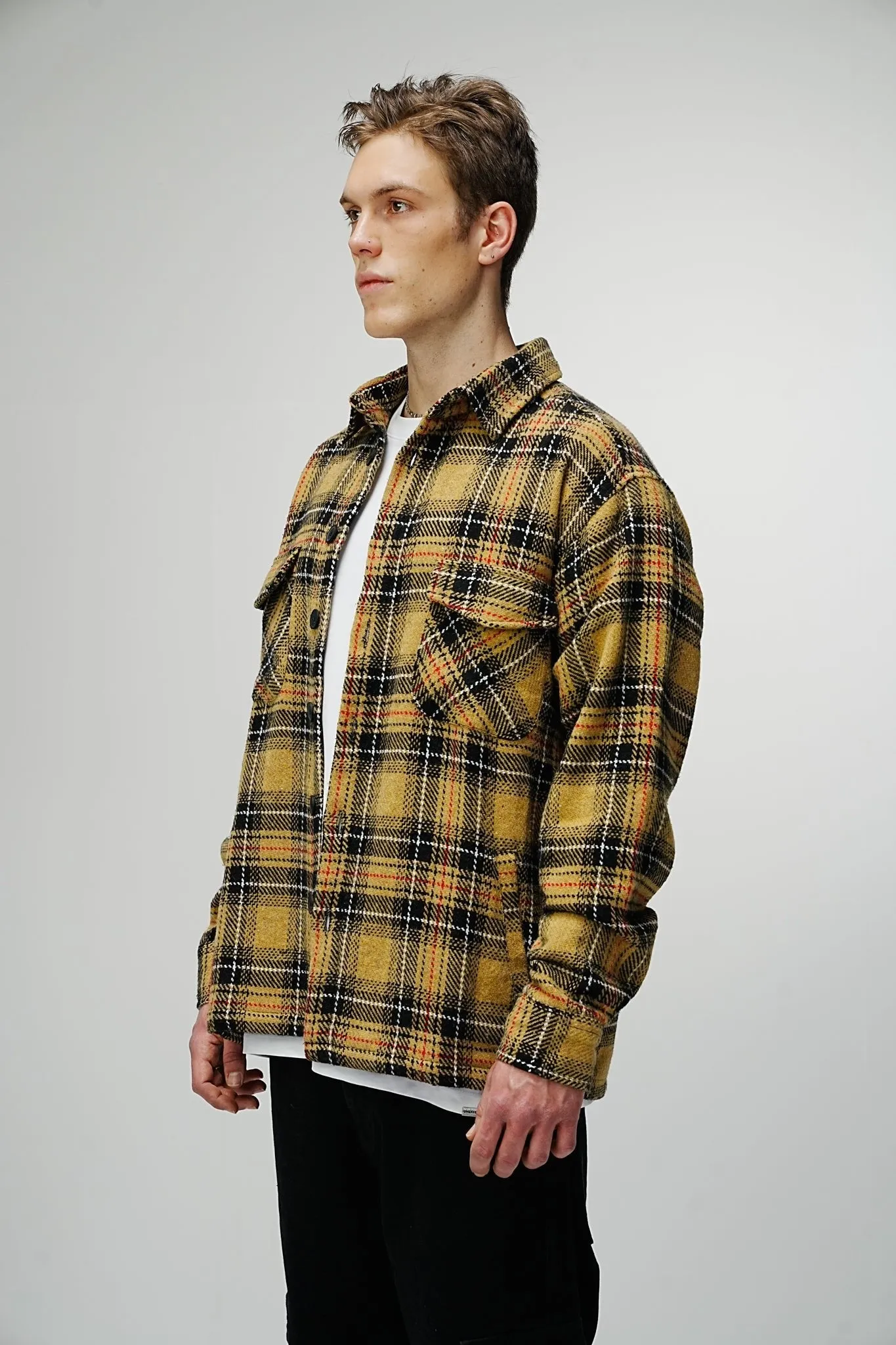 Heavy Oversized Flannel Shirt Yellow Warbler