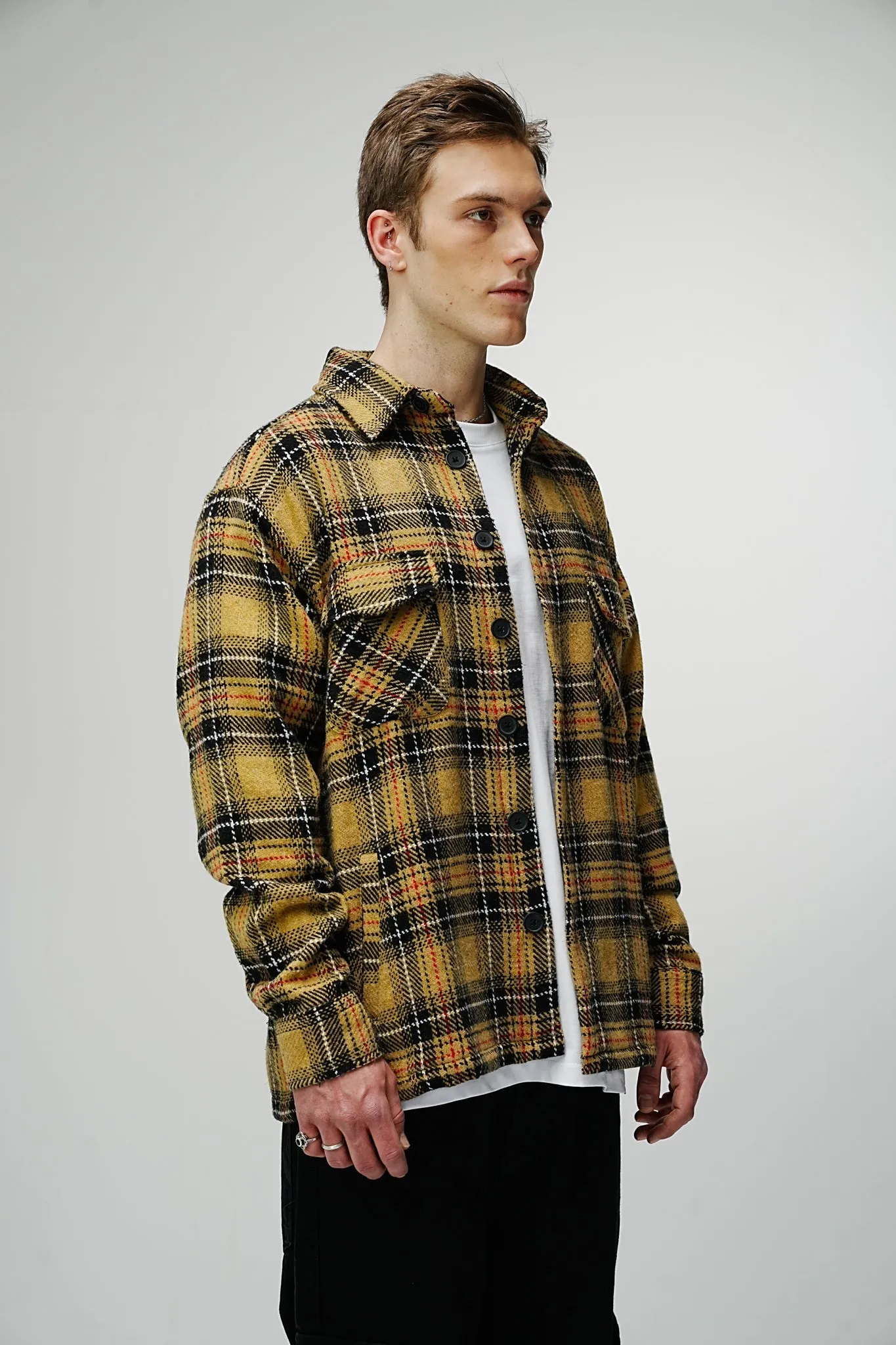 Heavy Oversized Flannel Shirt Yellow Warbler