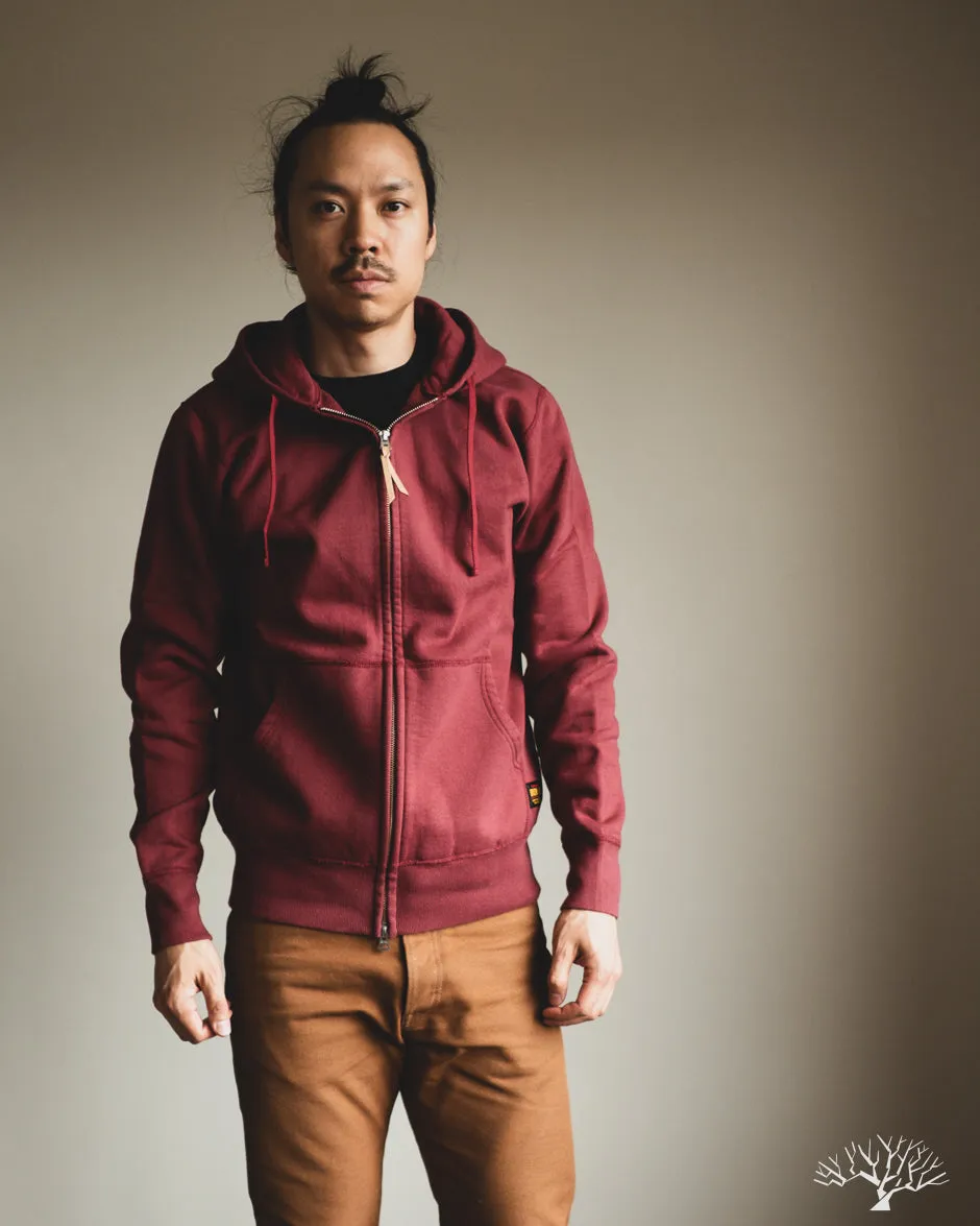 IHSW-10-BUR - Ultra Heavyweight Loopwheel Zip Up Hoody - Burgundy