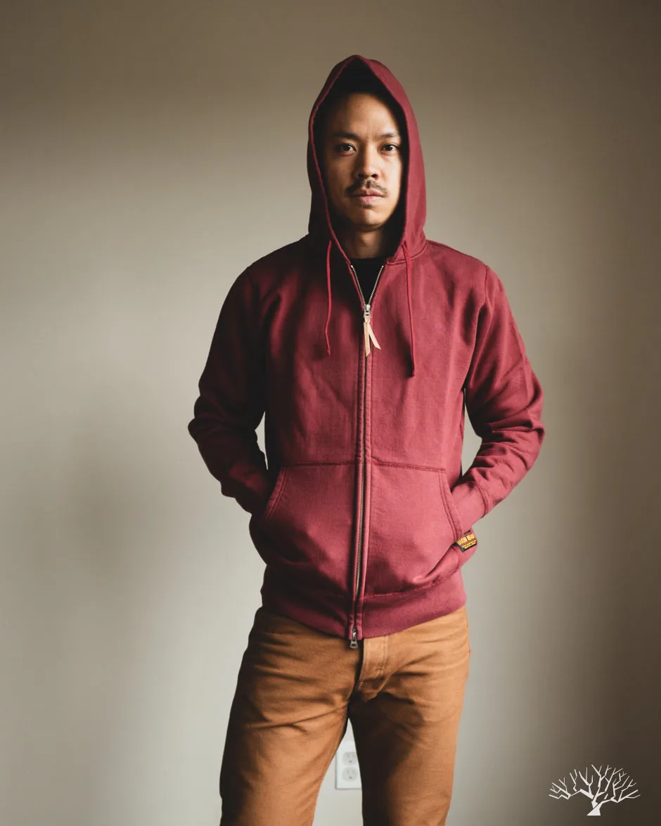 IHSW-10-BUR - Ultra Heavyweight Loopwheel Zip Up Hoody - Burgundy