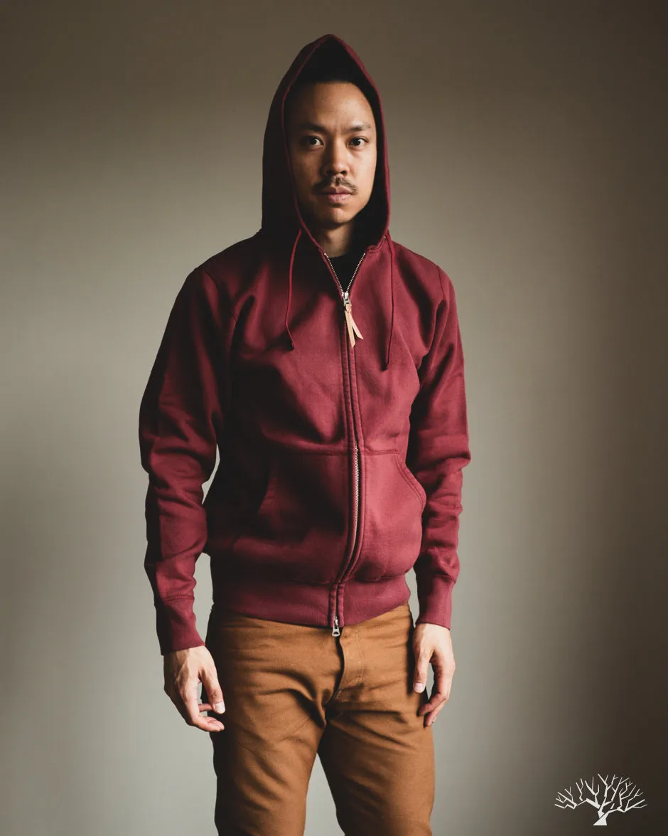 IHSW-10-BUR - Ultra Heavyweight Loopwheel Zip Up Hoody - Burgundy