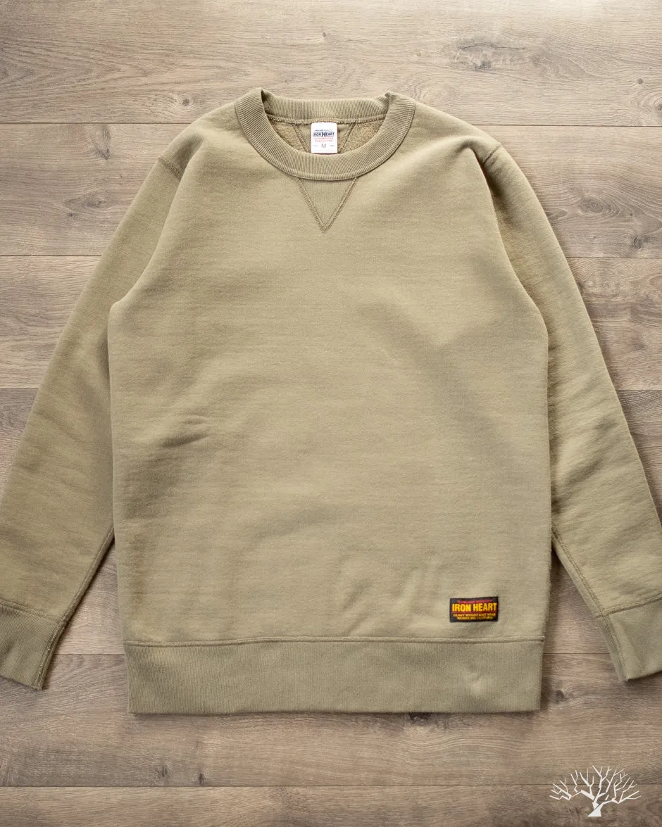 IHSW-69L-OLV - 14oz Ultra Heavyweight Loopwheel Cotton Crew Neck Sweat - Olive