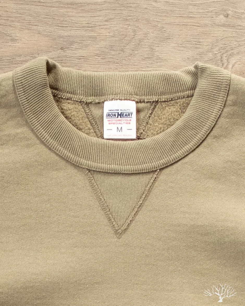 IHSW-69L-OLV - 14oz Ultra Heavyweight Loopwheel Cotton Crew Neck Sweat - Olive