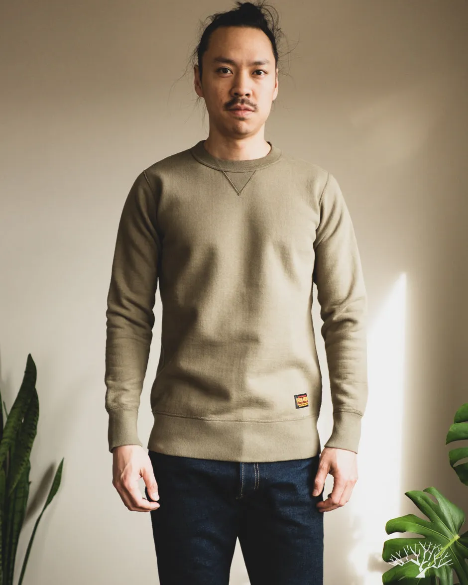 IHSW-69L-OLV - 14oz Ultra Heavyweight Loopwheel Cotton Crew Neck Sweat - Olive