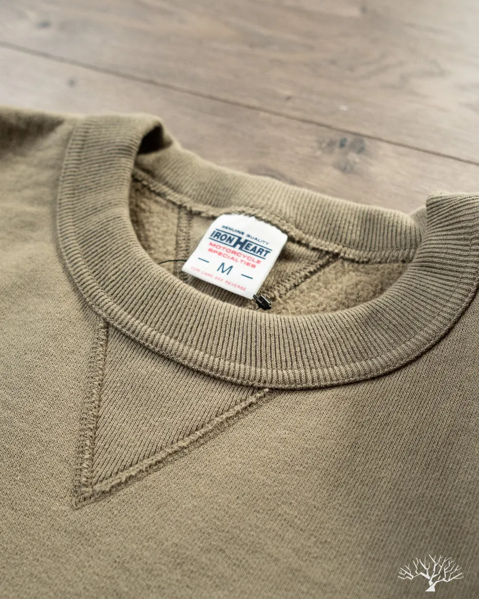 IHSW-69L-OLV - 14oz Ultra Heavyweight Loopwheel Cotton Crew Neck Sweat - Olive