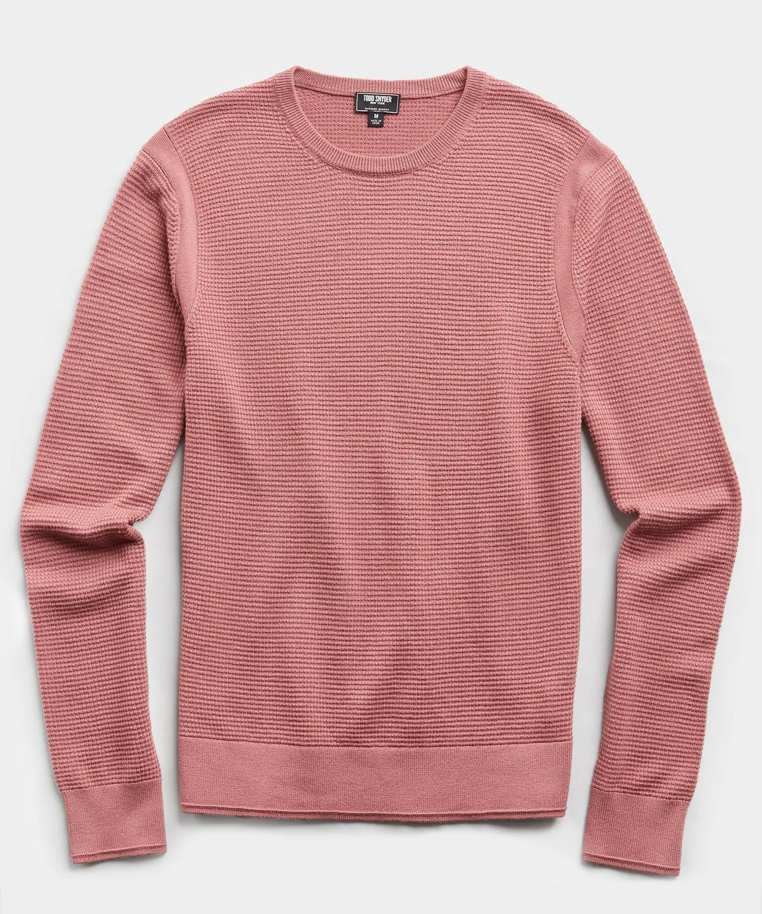 Italian Merino Waffle Crew in Pink