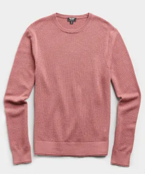 Italian Merino Waffle Crew in Pink