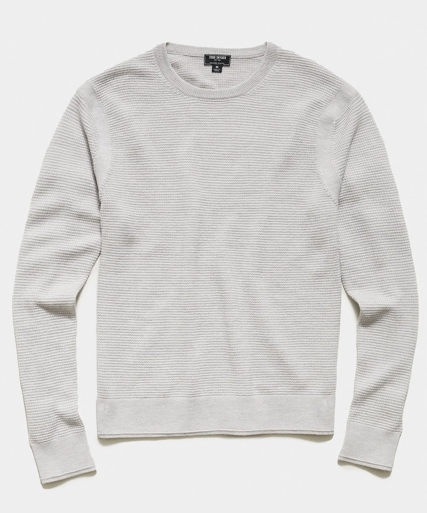 Italian Merino Waffle Crew Sweater in Dove Grey