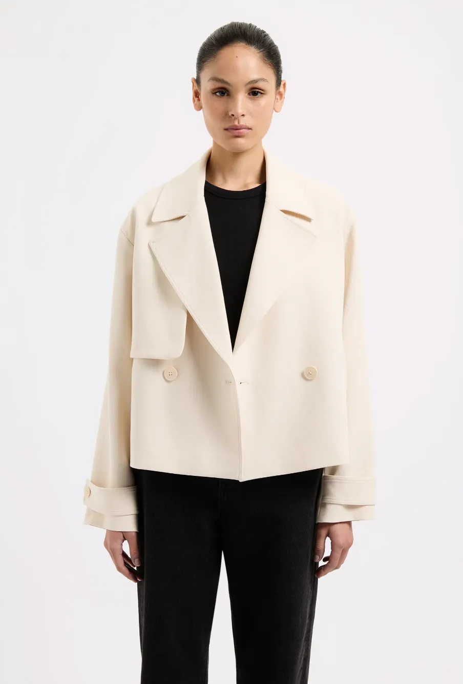 KARSON CROP TRENCH - CREAM