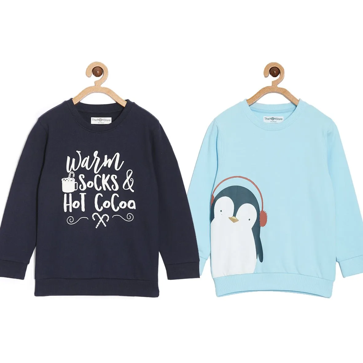 Kids Sweatshirt Combo of 2- Warm Socks And Hot Cocoa & Chill'in Penguin