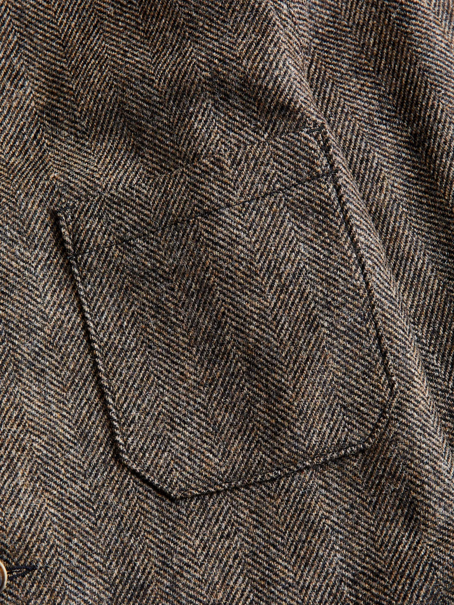 Labura Herringbone Wool Chore Coat in Brown