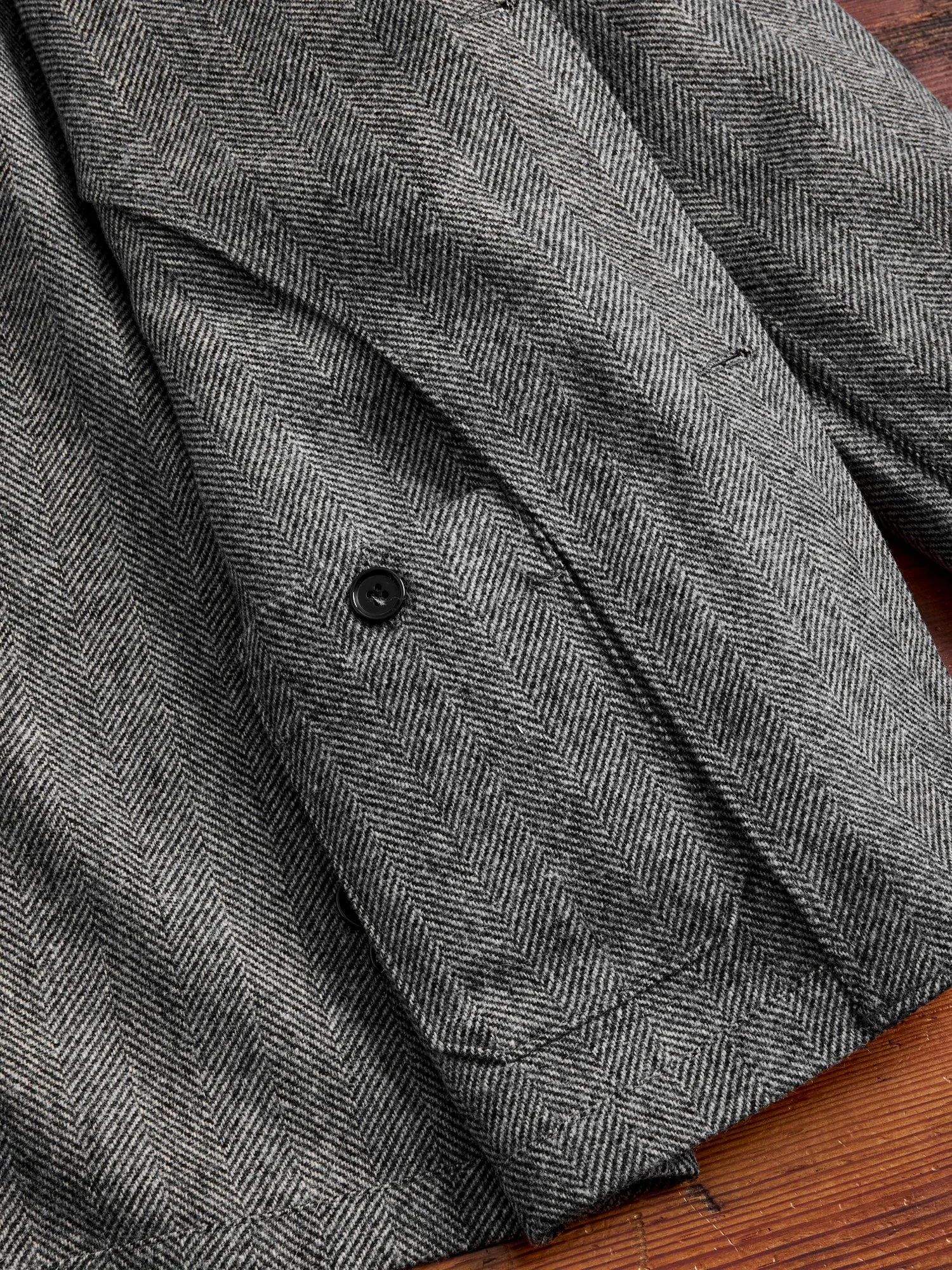 Labura Herringbone Wool Chore Coat in Grey