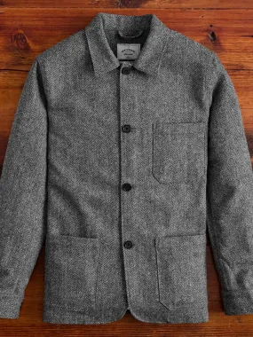 Labura Herringbone Wool Chore Coat in Grey