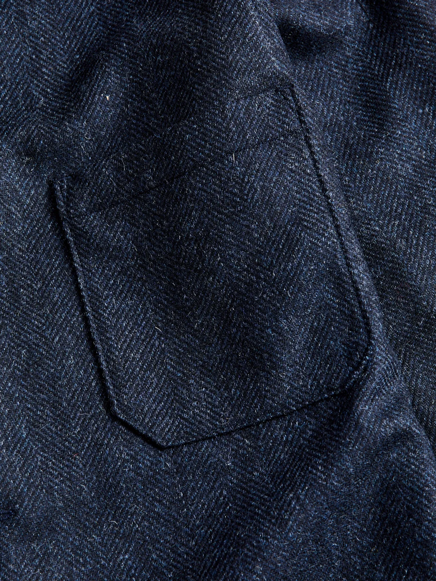 Labura Herringbone Wool Chore Coat in Navy