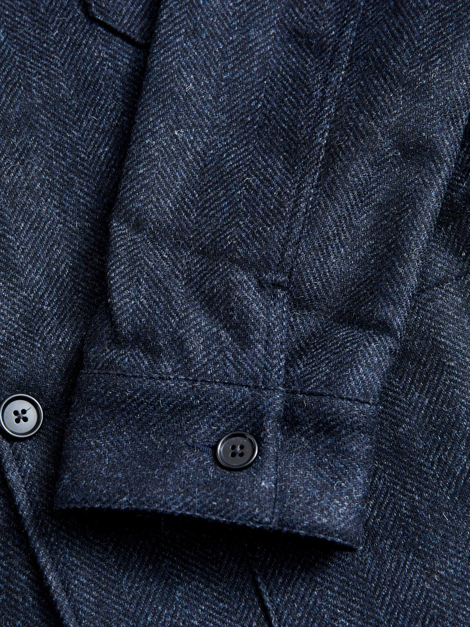 Labura Herringbone Wool Chore Coat in Navy