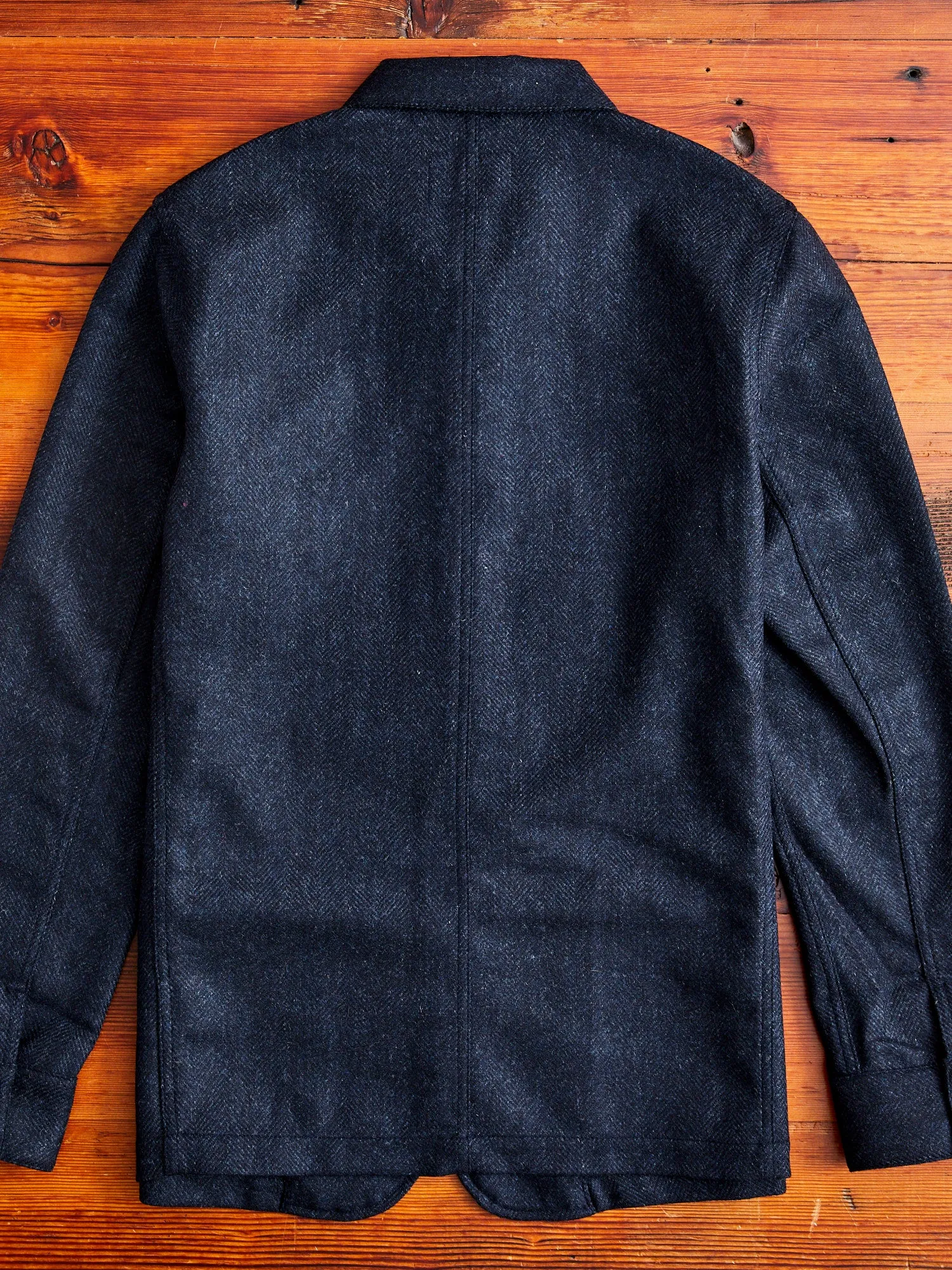 Labura Herringbone Wool Chore Coat in Navy