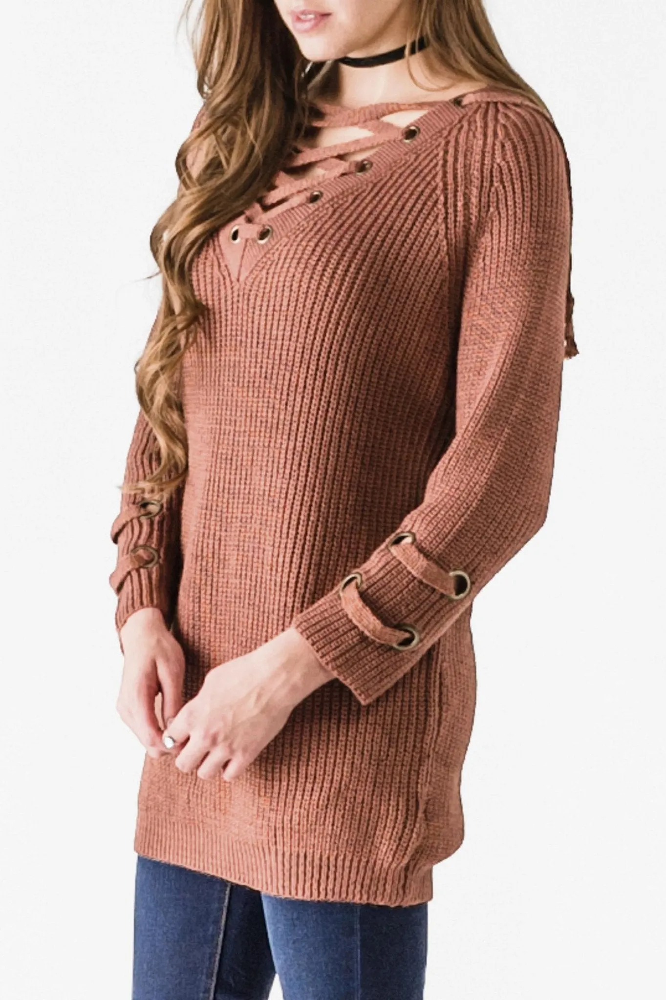 Lace-Up Sweater