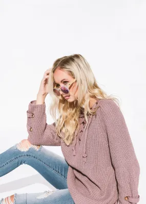 Lace-Up Sweater