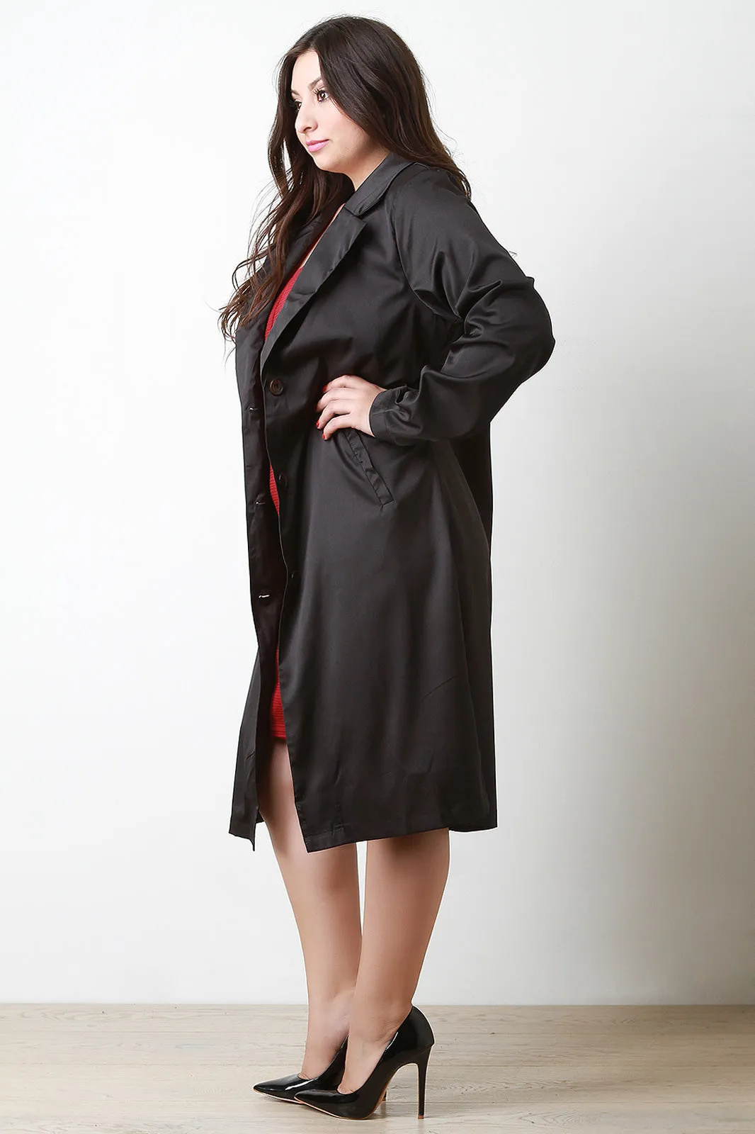 Lightweight Button-Up Longline Trench Coat