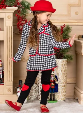 Lil Miss Houndstooth Blazer, Skirt and Legging Set