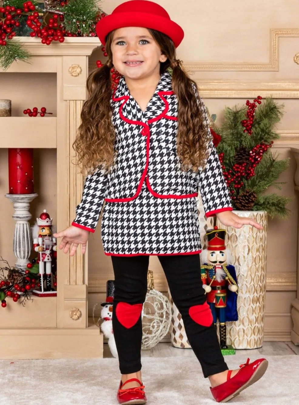 Lil Miss Houndstooth Blazer, Skirt and Legging Set