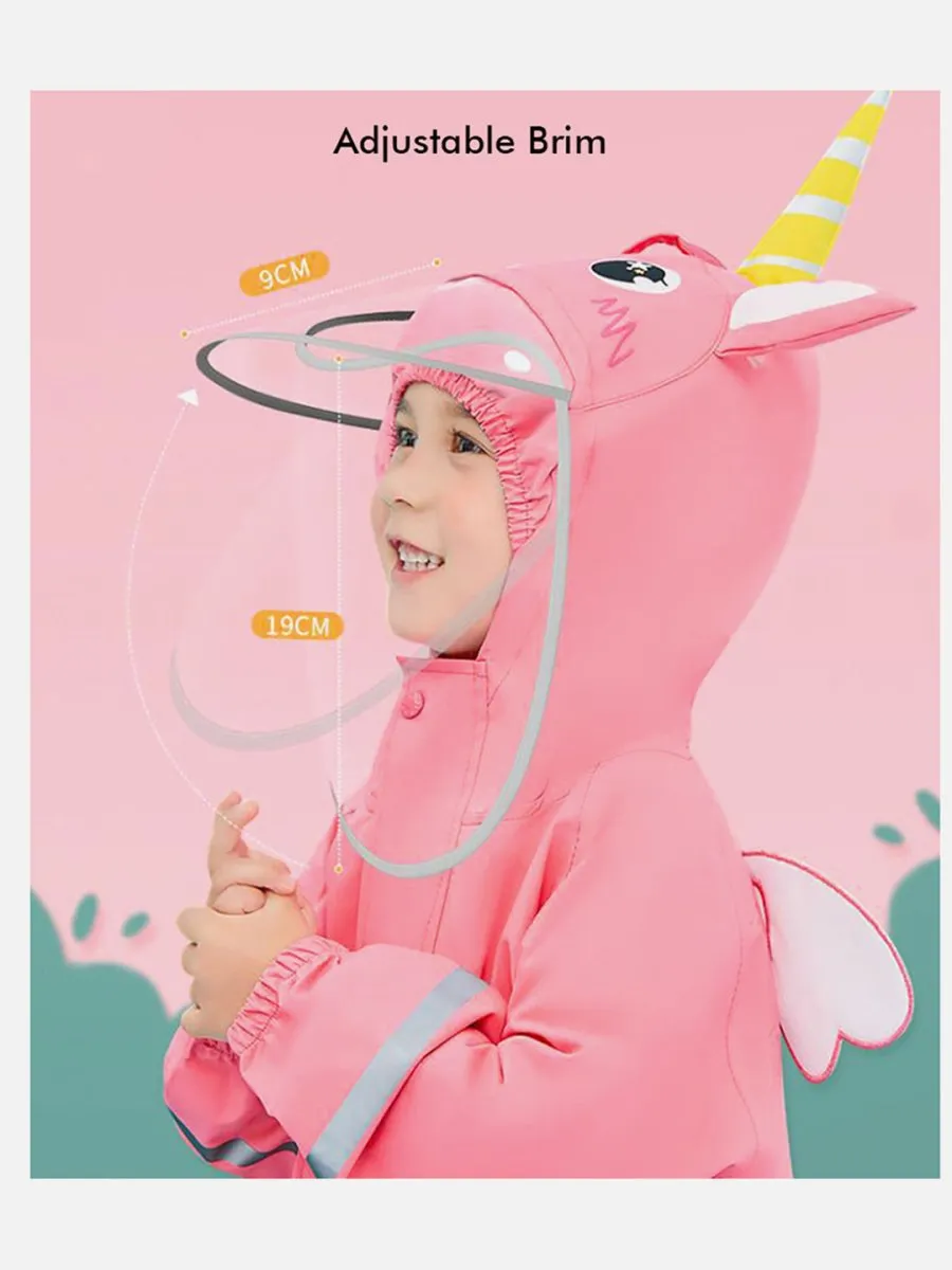 Little Surprise Box Bright Pink Magical Unicorn Theme All Over Jumpsuit / Playsuit Raincoat for Kids