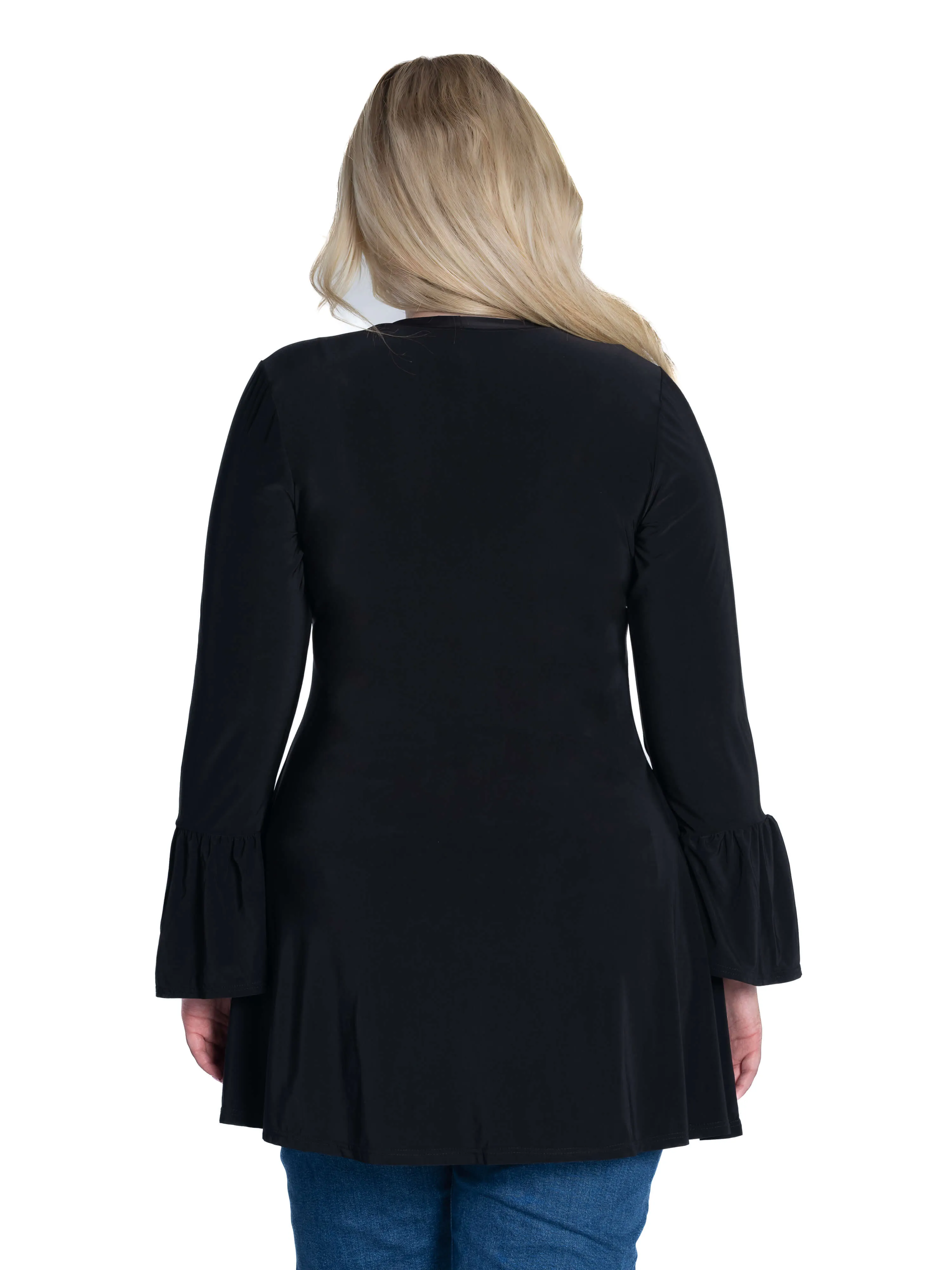 Long Bell Sleeve High Low Plus Size Tunic Top