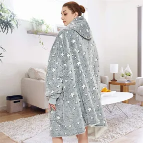 Luminous Oversize Winter Hooded Sweatshirt Women Warm Hoodie Blanket