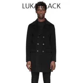 MACKAGE Mens Luka Knee Length Double Breasted Wool Coat Black LUKA-BL