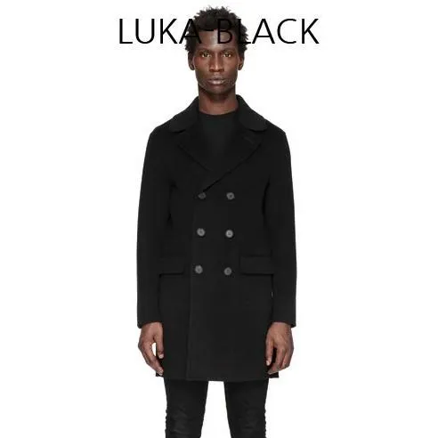 MACKAGE Mens Luka Knee Length Double Breasted Wool Coat Black LUKA-BL