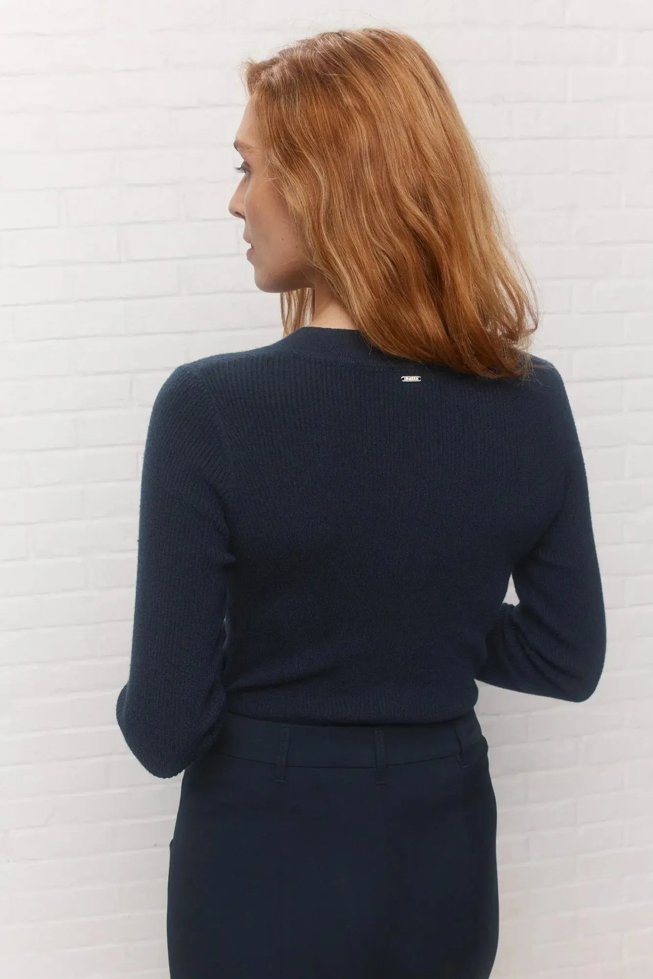 Marjorie | Chandail tricot bleu foncé