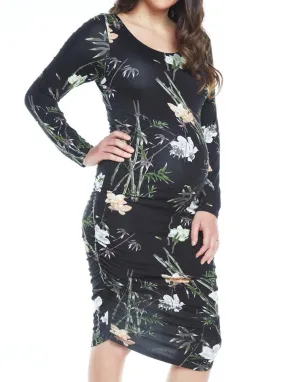 Maternity Bodycon Long Sleeve Print Dress - XS ONLY