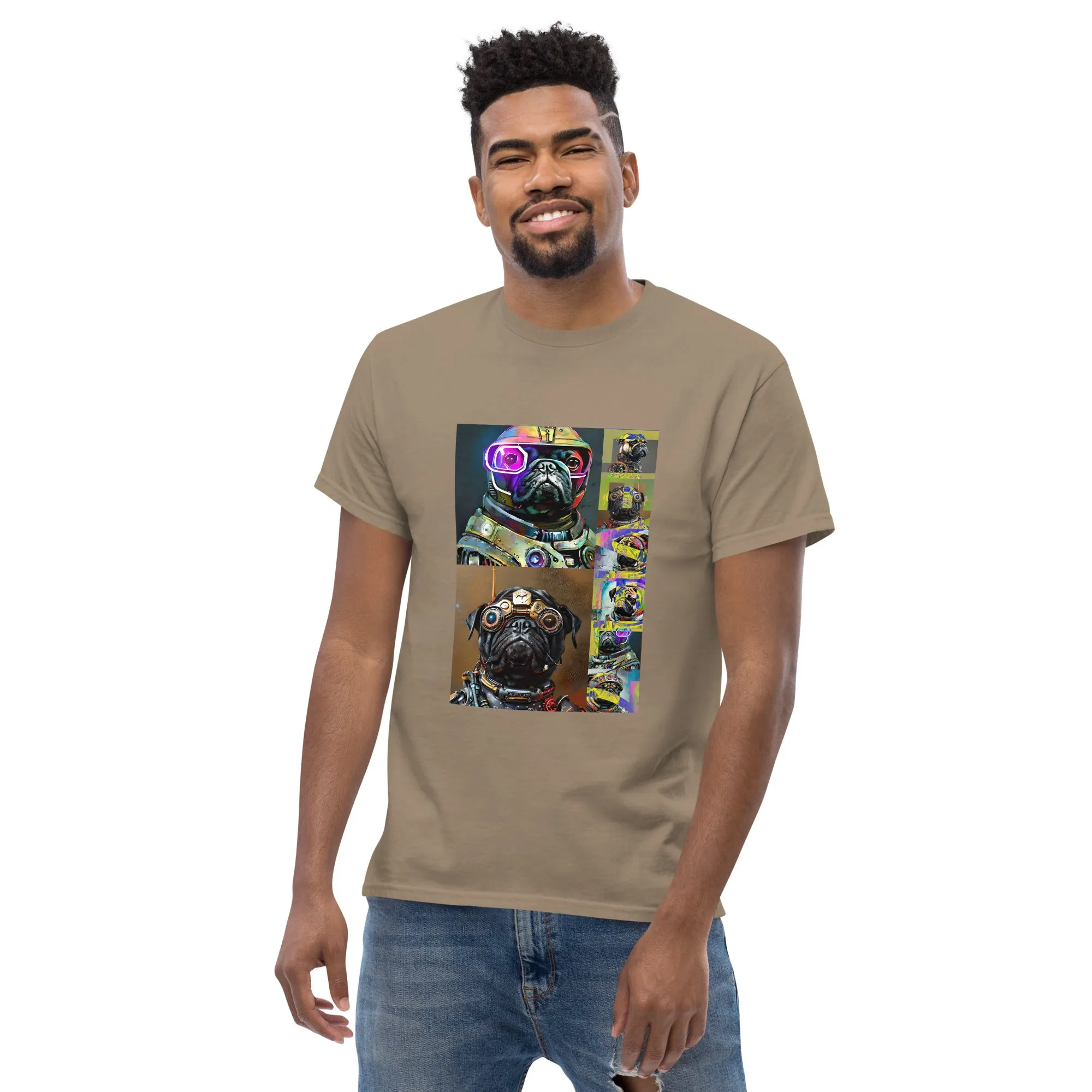 Men's Cyborg Pug Graphic T-Shirt