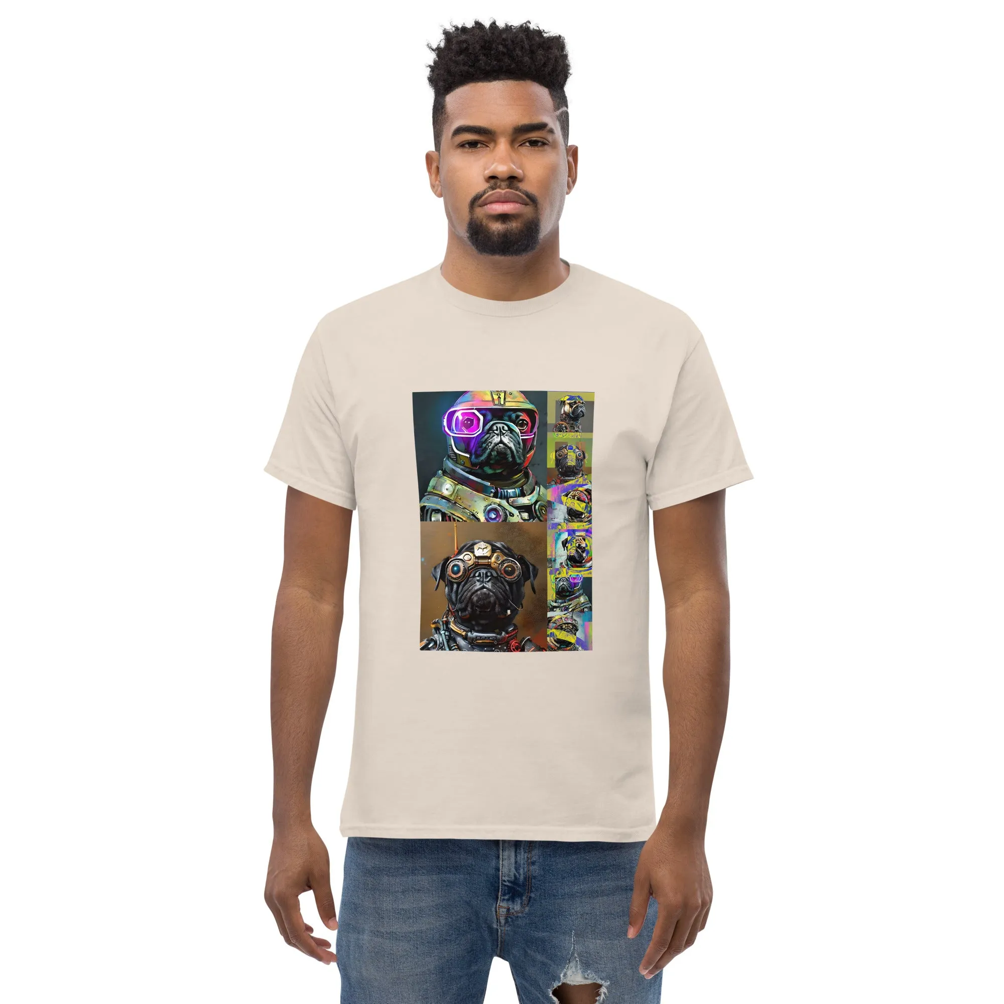 Men's Cyborg Pug Graphic T-Shirt