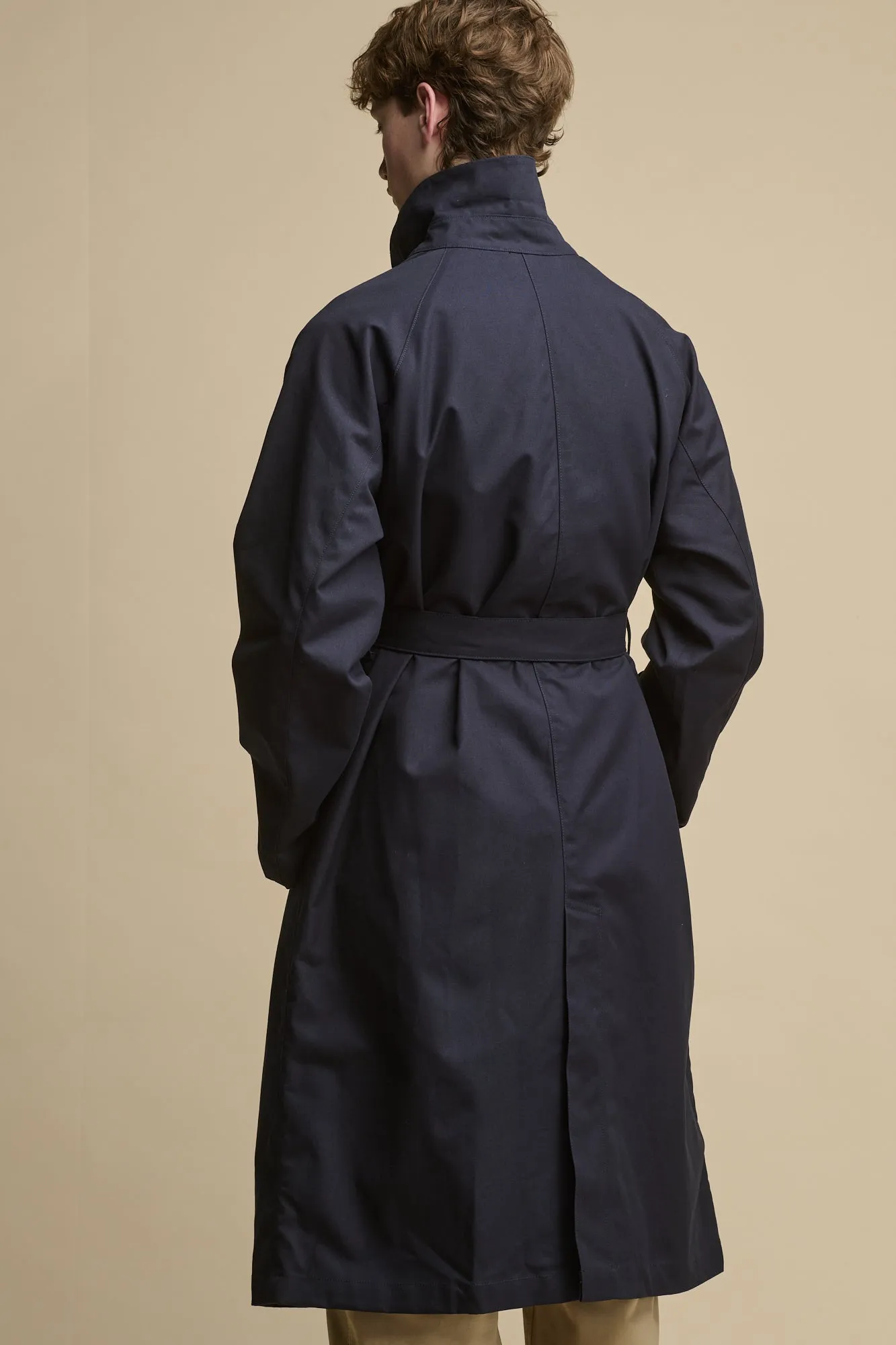 Men's Frank Belted Raglan Raincoat - Navy