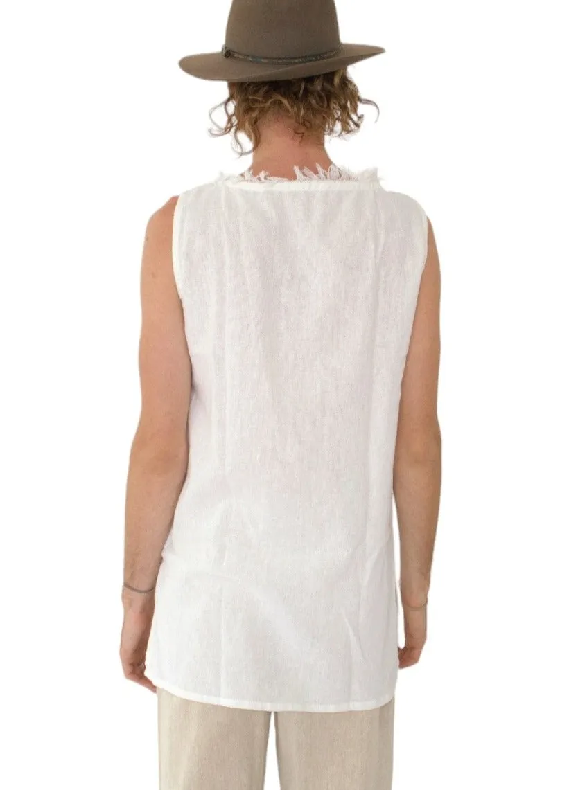 Men's Organic Cotton Sleeveless Shirt in White