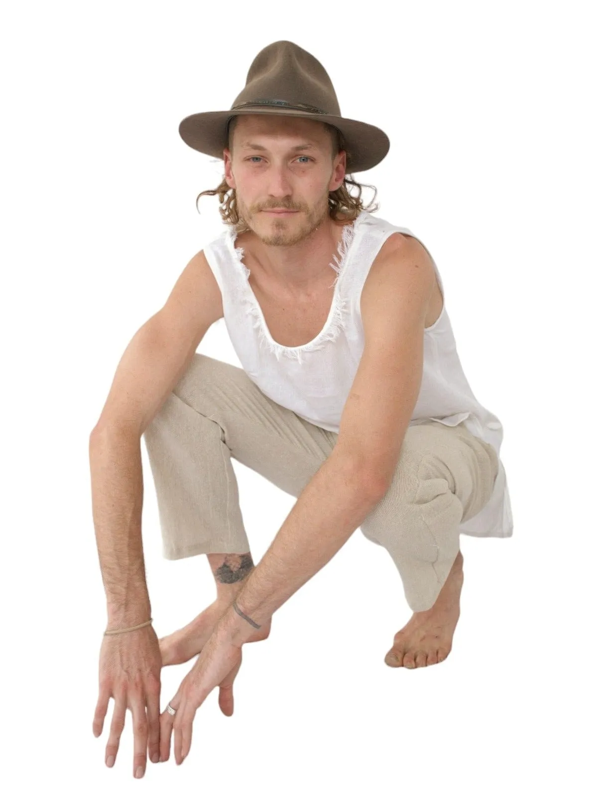 Men's Organic Cotton Sleeveless Shirt in White