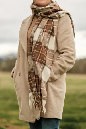 Merino Wool Oversize Tartan Scarf | Natural Dress Stewart