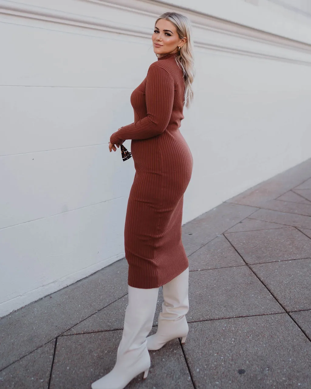 Missy Long Sleeve Midi Sweater Dress