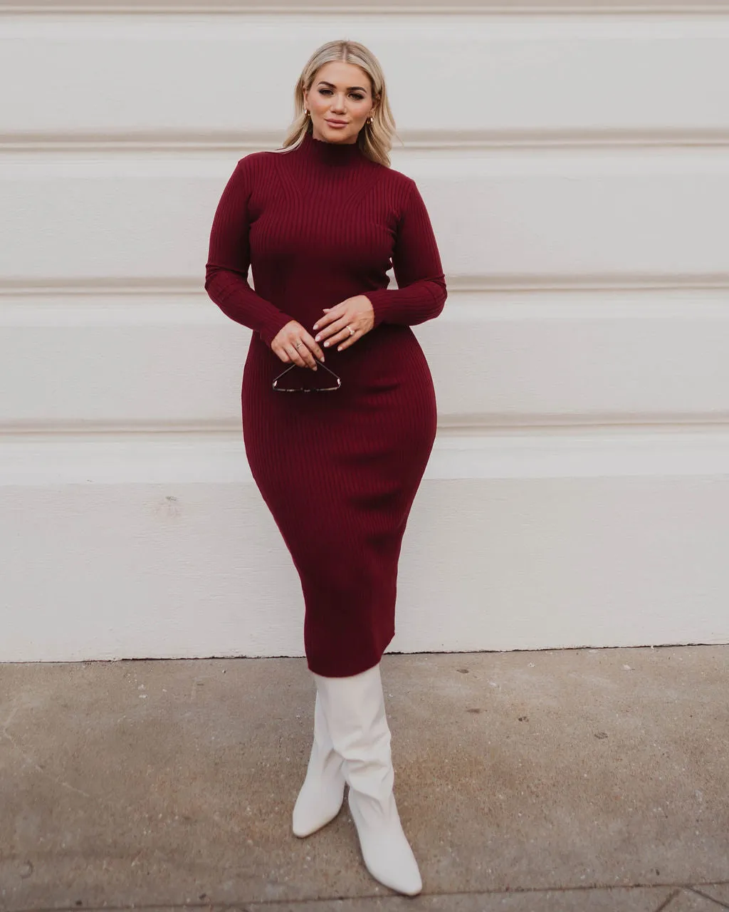 Missy Long Sleeve Midi Sweater Dress