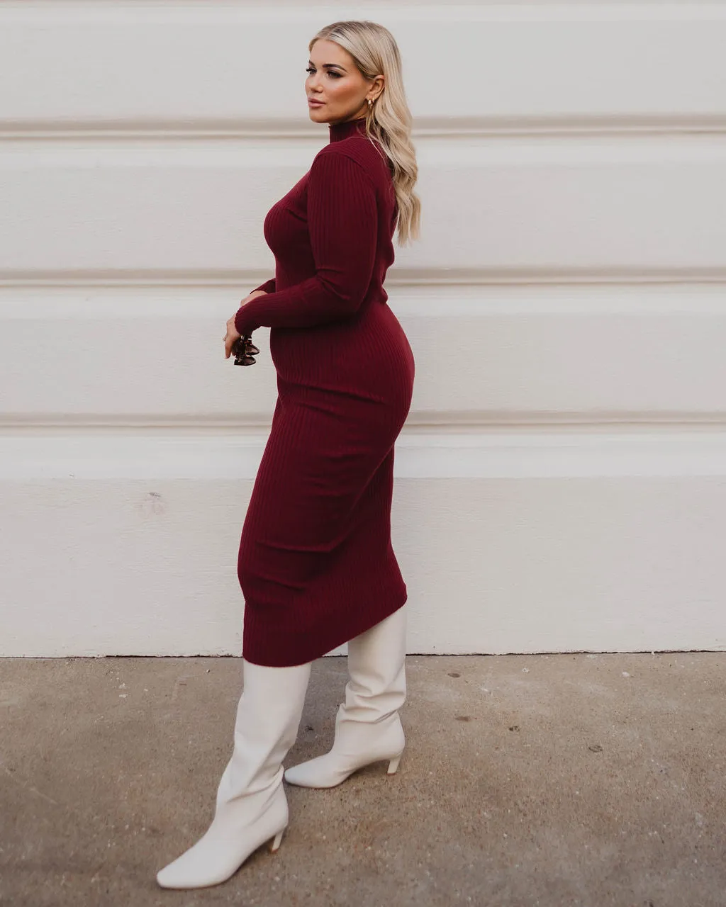 Missy Long Sleeve Midi Sweater Dress