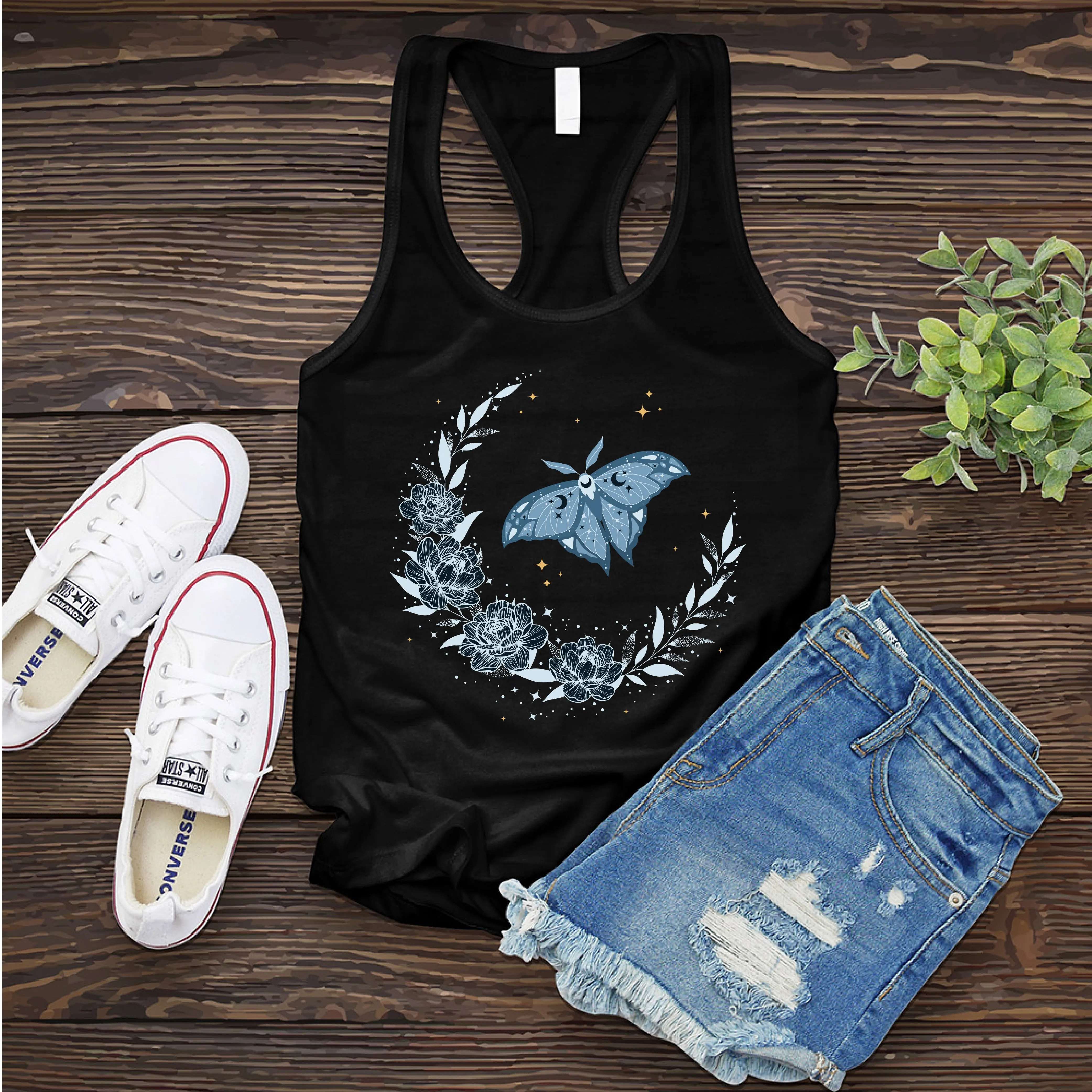 Moth Flower Moon Women's Tank Top